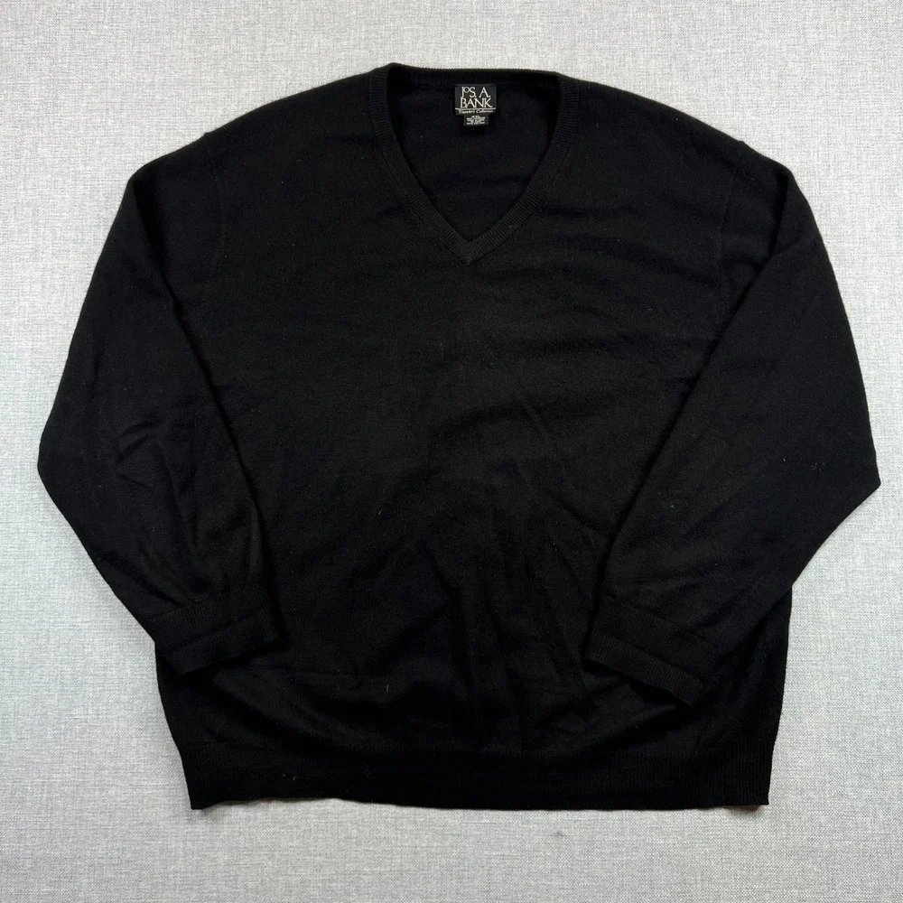 Jos A‎ Bank Traveler's Collection 100% Cashmere V-Neck Sweater Mens XXL Black